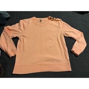 J. Crew Womens Button Shoulder Long Sleeve Top‎ Peach Lightweight Pullover Large
